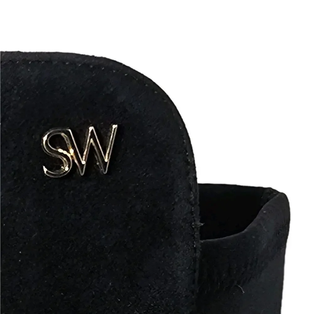 Stuart Weitzman Keelan City Black Suede Microstretch knee Boots w/Logo Sz 9 B